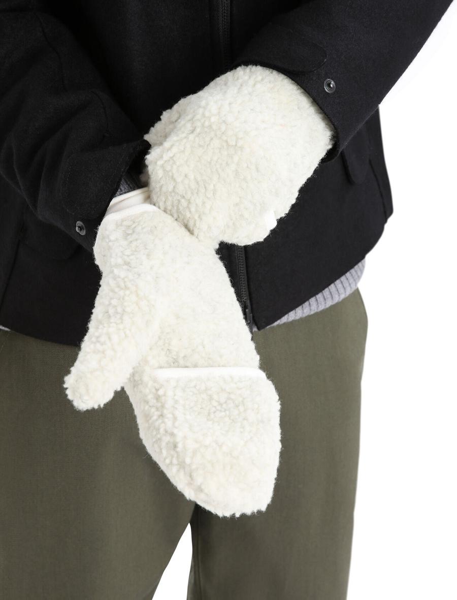 Gants Icebreaker Unisex RealFleece™ Merino High Pile Mittens Homme Blanche | FR 1054WNBY